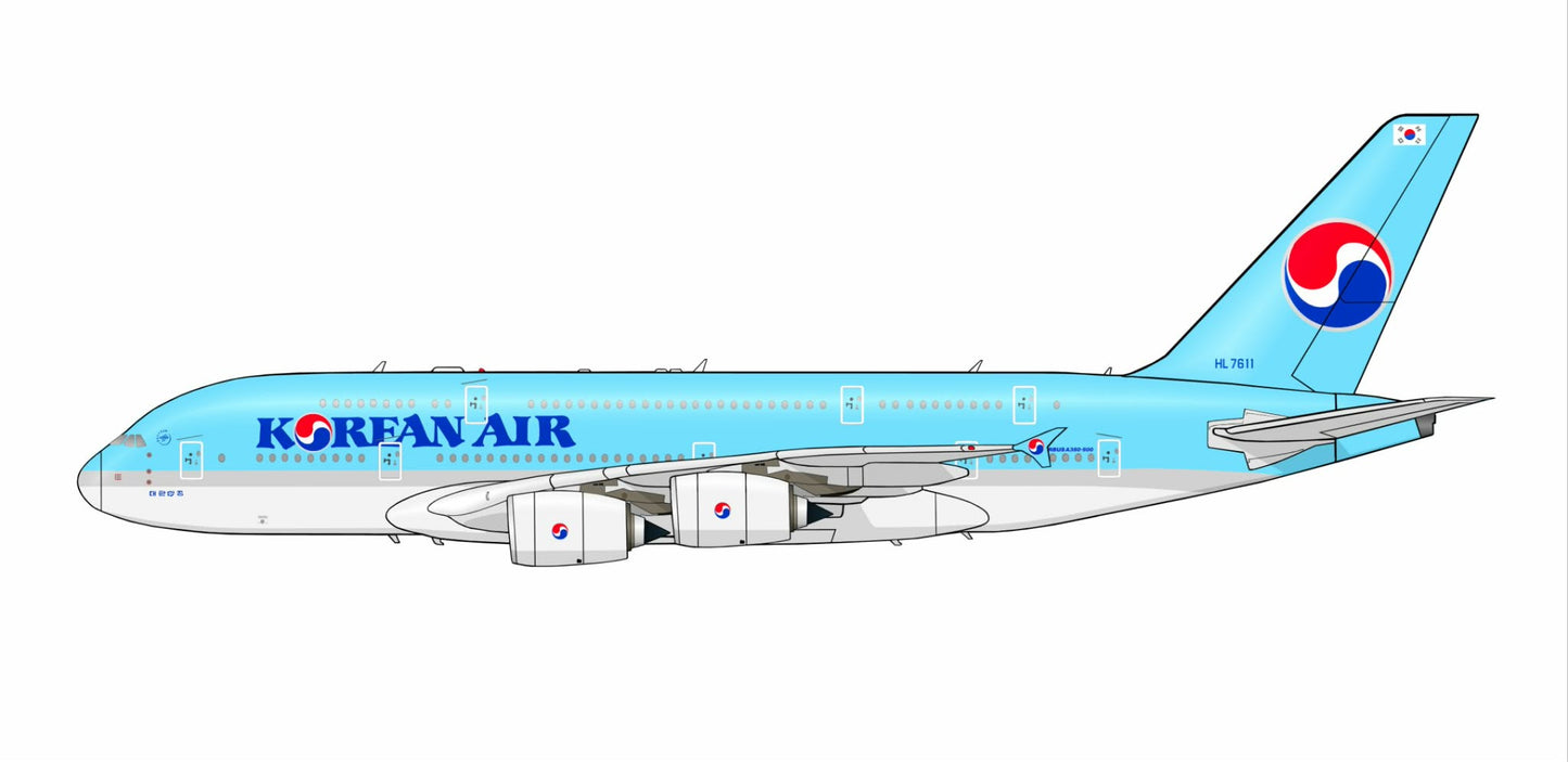 Korean Air Airbus A380 HL 7611 PVC side profile cutout.