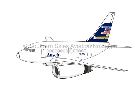 Ansett 737-200 VH-CZM - Southern Cross Livery (Caricature or Side Profile)