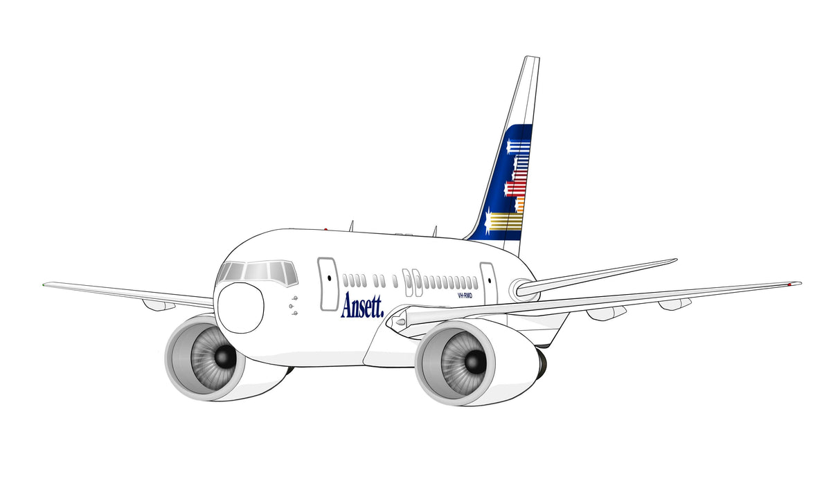 Ansett Boeing 767-200 VH-RMD new design Shooting stars livery 14cm caricature sticker.