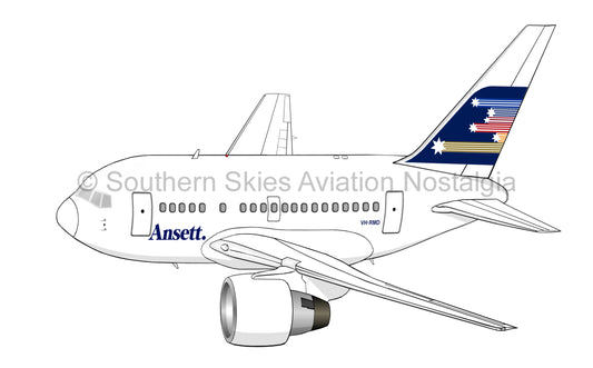 Ansett 767-200 VH-RMD - Southern Cross Livery (Caricature or Side Profile)