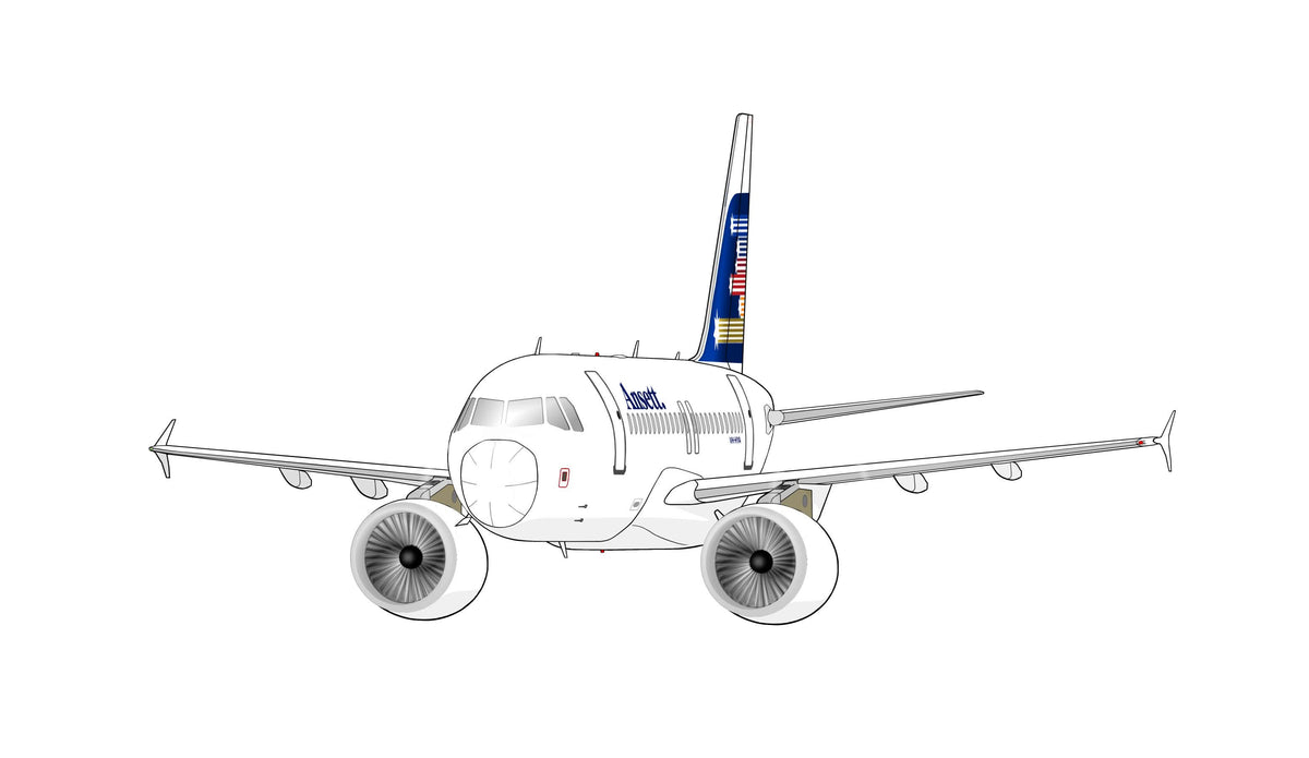 Ansett Airbus A320 VH-HYA new design Shooting stars livery 14cm caricature sticker.