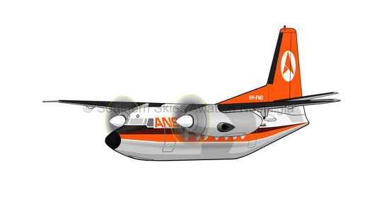 Ansett F-27 VH-FNO - Delta Livery (Caricature or Side Profile)