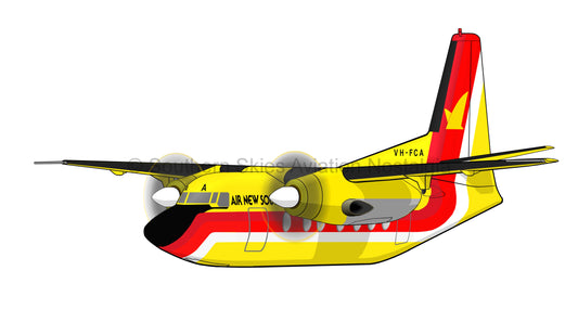 Air New South Wales Fokker F27 VH-FCA - 1980's Canary Livery (Caricature or Side Profile)