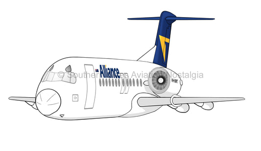 Alliance Airlines Fokker F-100 VH-XWT (Caricature or Side Profile)