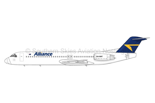 Alliance Airlines Fokker F-100 VH-XWT (Caricature or Side Profile)
