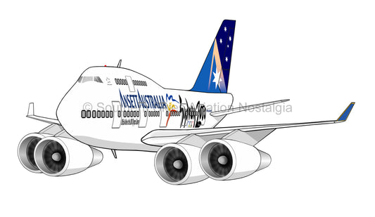 Ansett 747-400 VH-ANA - Sydney 2000 Olympics Livery (Caricature)