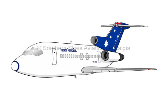 Ansett 727 VH-ANE - Flag Livery (Caricature or Side Profile)