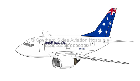 Ansett 737-300 VH-CZA - Flag Livery (Caricature or Side Profile)