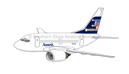 Ansett 737 VH-CZL - Southern Cross Livery (Caricature or Side Profile)