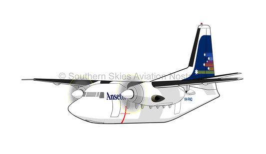 Ansett F-27 VH-FNQ - Southern Cross Livery (Caricature or Side Profile)