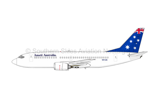 Ansett 737-300 VH-CZA - Flag Livery (Caricature or Side Profile)
