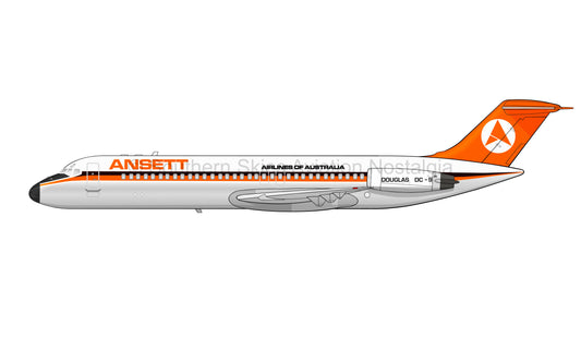 Ansett DC-9 VH-CZA - Delta Livery (Caricature or Side Profile)