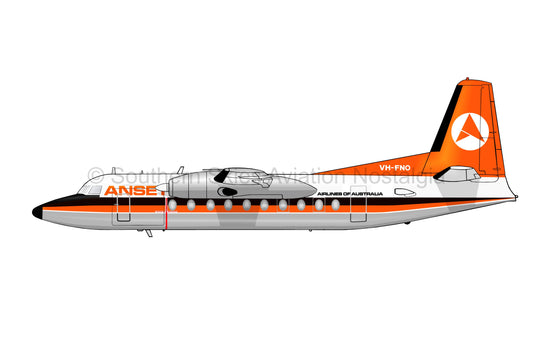 Ansett F-27 VH-FNO - Delta Livery (Caricature or Side Profile)