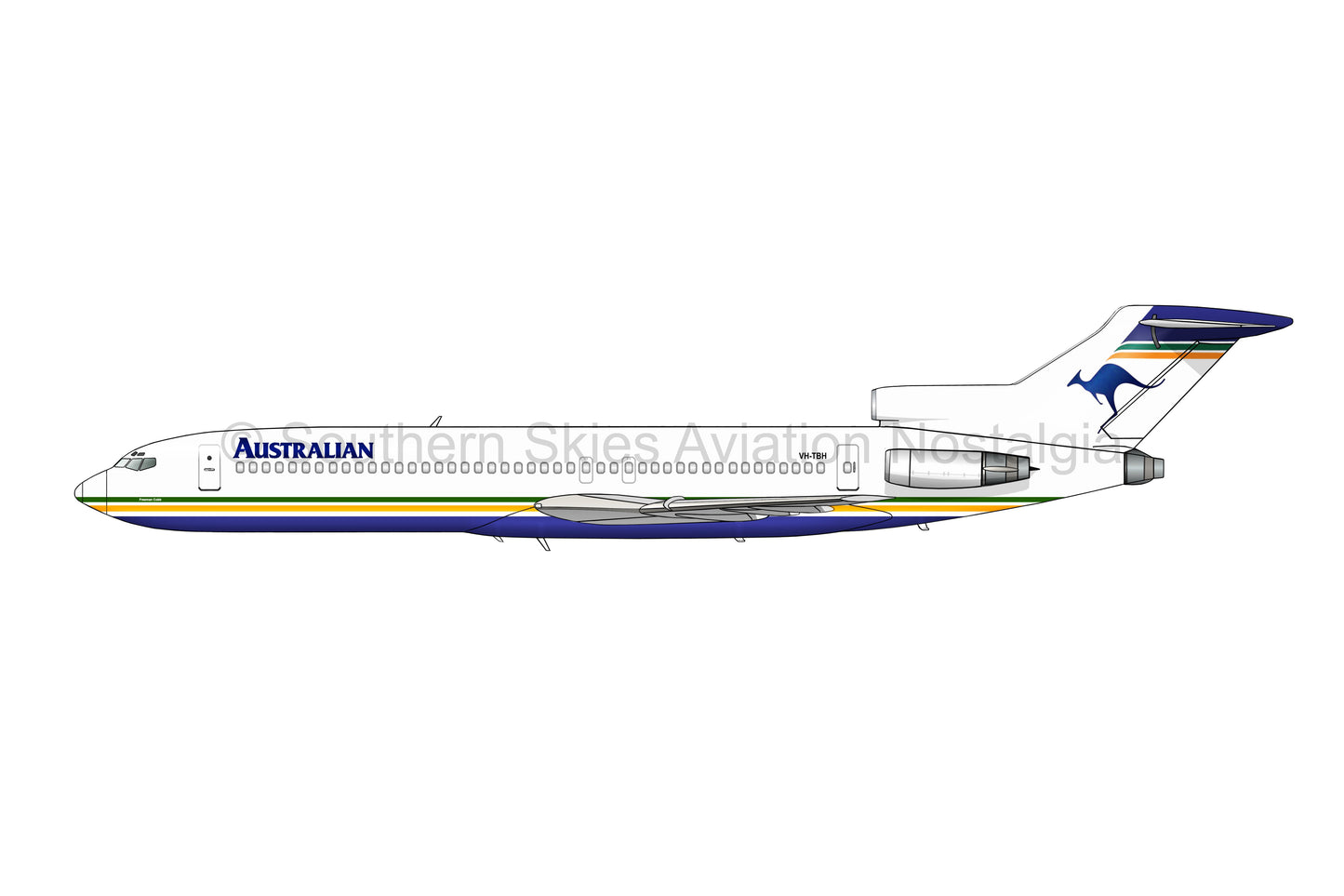 Australian Airlines 727 - VH-TBH (Caricature or Side Profile)