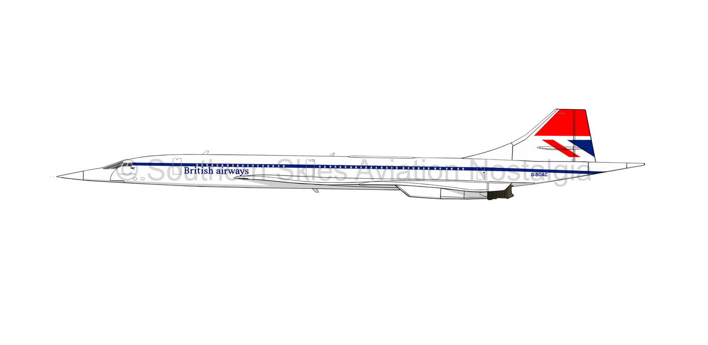 British Airways Concorde G-BOAC (Caricature or Side Profile)