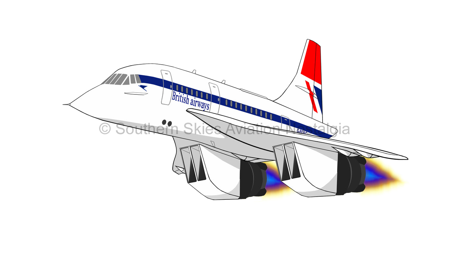 British Airways Concorde G-BOAC (Caricature or Side Profile)