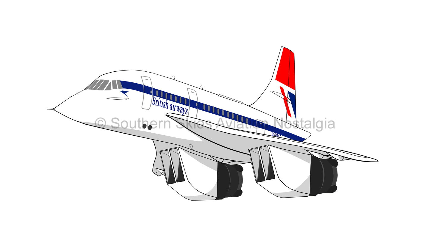 British Airways Concorde G-BOAC (Caricature or Side Profile)
