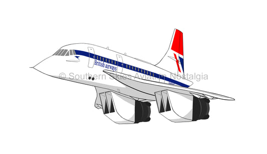 British Airways Concorde G-BOAC (Caricature or Side Profile)