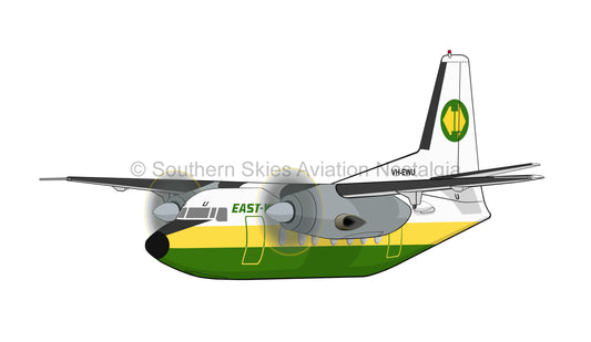 EastWest Airlines F-27 VH-EWU (Caricature or Side Profile)