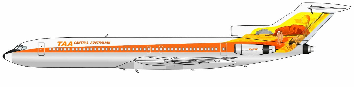 TAA Boeing 727-276 VH-TBK Central Australian livery PVC side profile cutout.