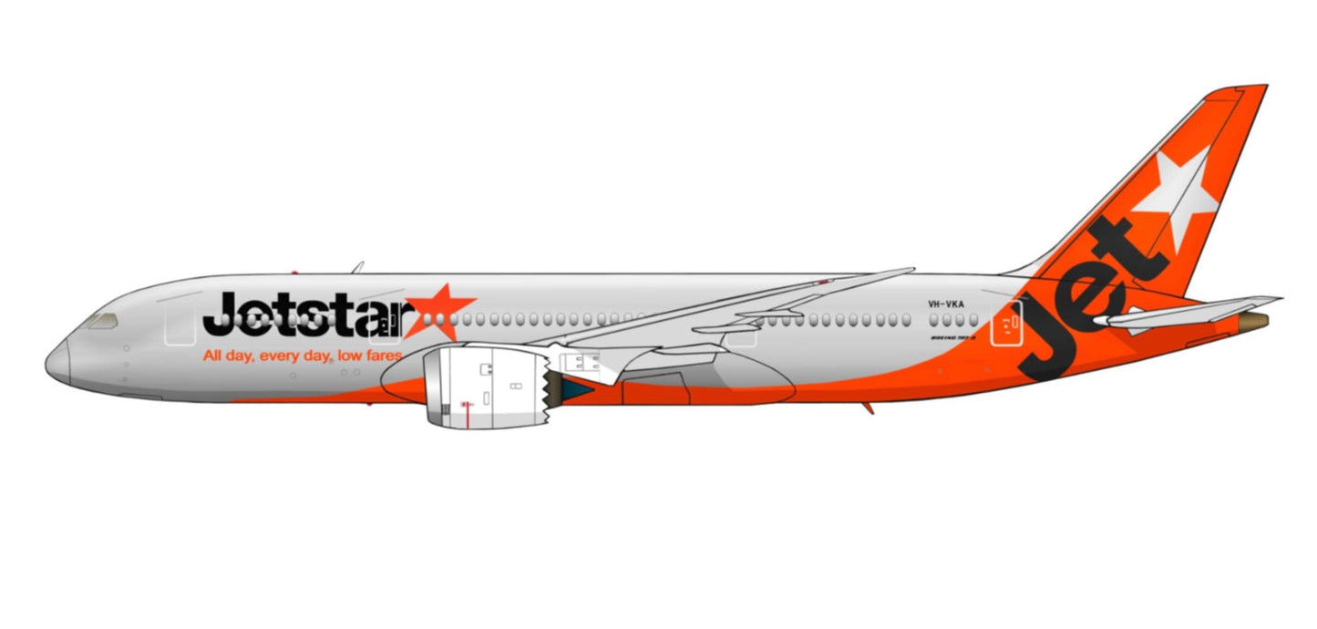 Jetstar Boeing 787-8 New livery VH-VKA PVC side profile cutout.