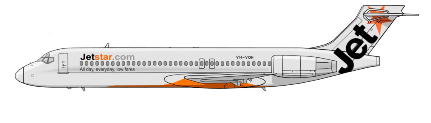 Jetstar Boeing 717 VH-VQH standard livery PVC side profile cutout.