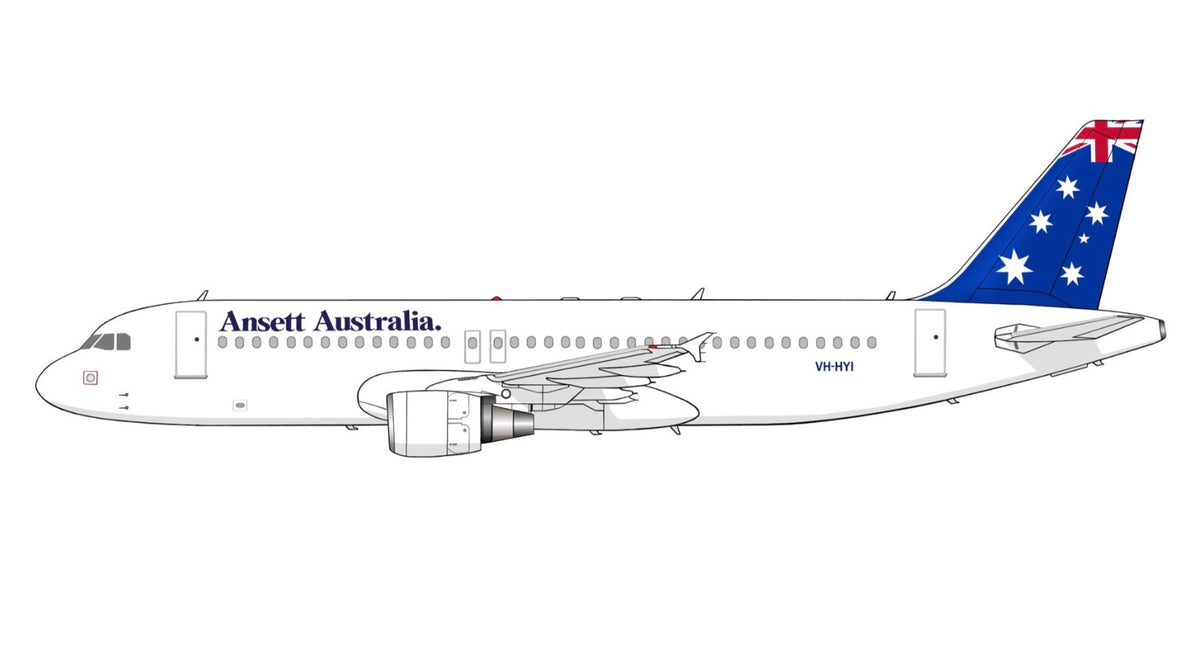 Ansett Australia Airbus A320 VH-HYI Flag livery 20cm side profile sticker.