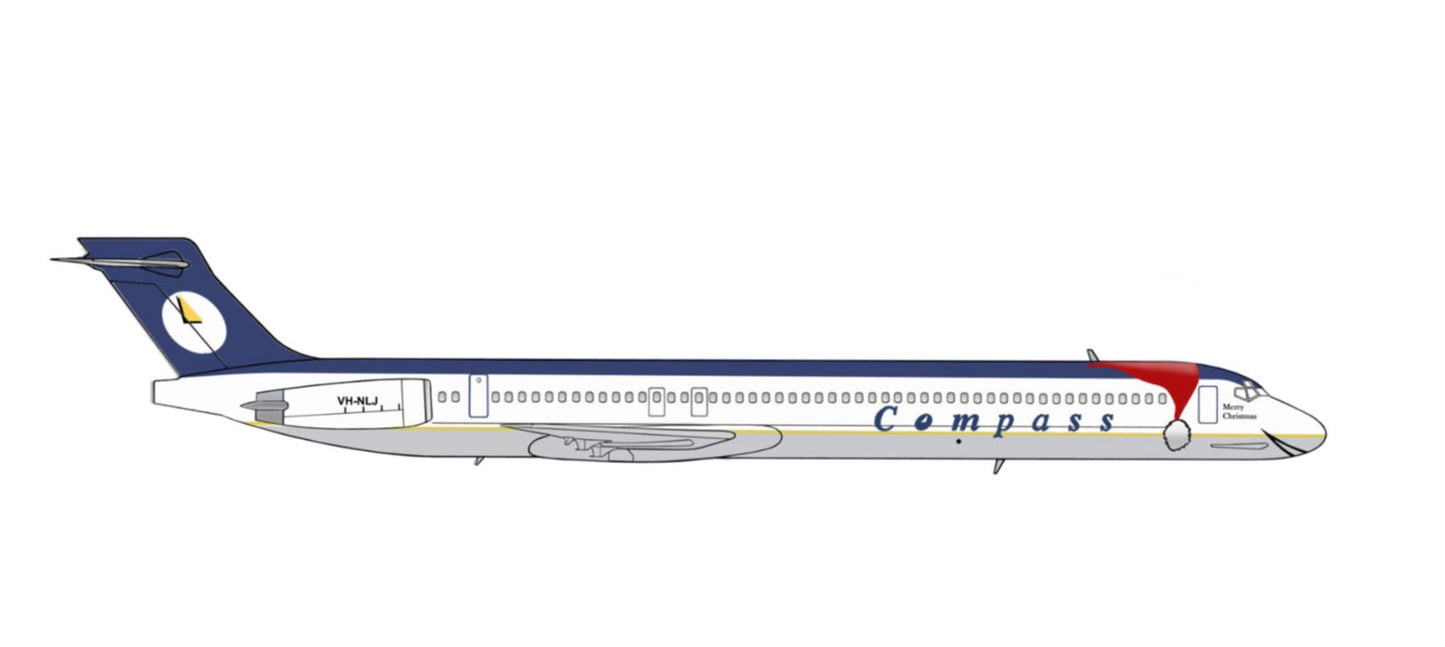 Compass Airlines Mark 2 MD-80 VH-NLJ “Happy Christmas” livery 20cm side profile sticker.