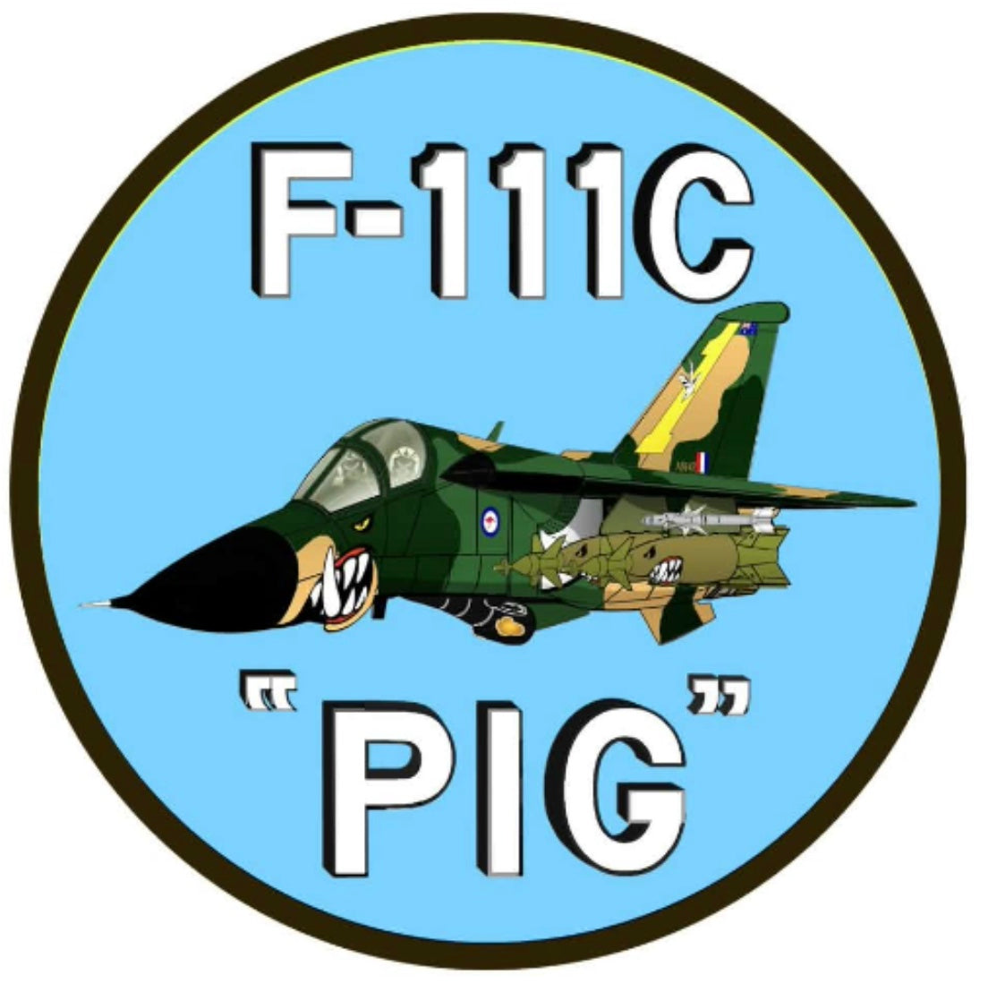 F-111C “Pig” 9cm round sticker.