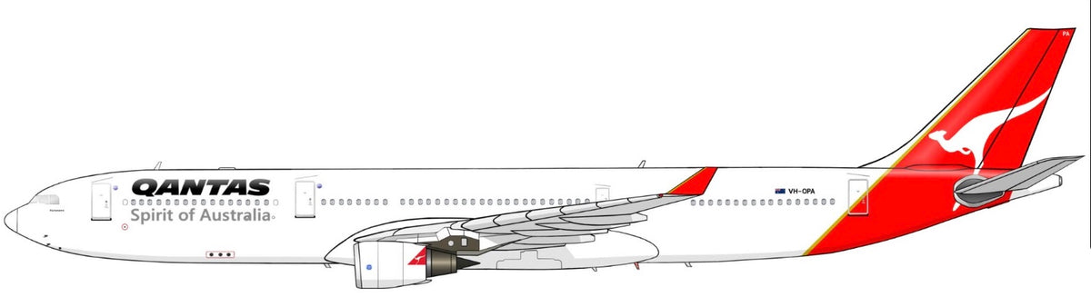 QANTAS Airbus A330-300 VH-QPA Original livery PVC side profile cutout.