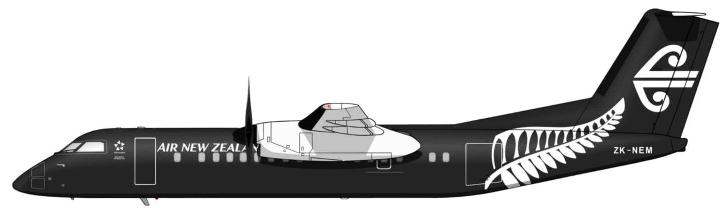 Air New Zealand Dash 8-300 “All Black livery” ZK-NEM PVC side profile cutout.