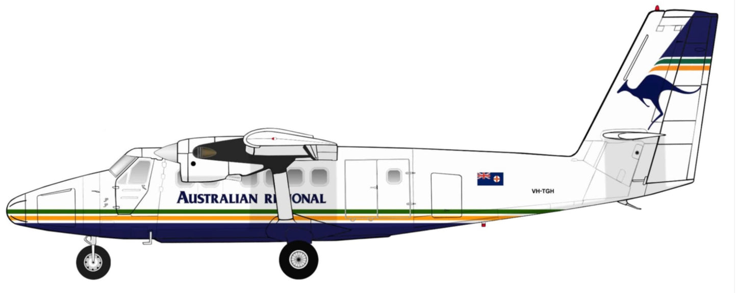 Australian Airlines Regional Twin Otter VH-TGH PVC 20 cm side profile sticker.