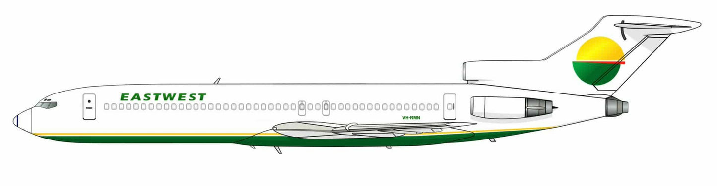 East-West Airlines Boeing 727-277 VH-RMN 20cm side profile sticker.