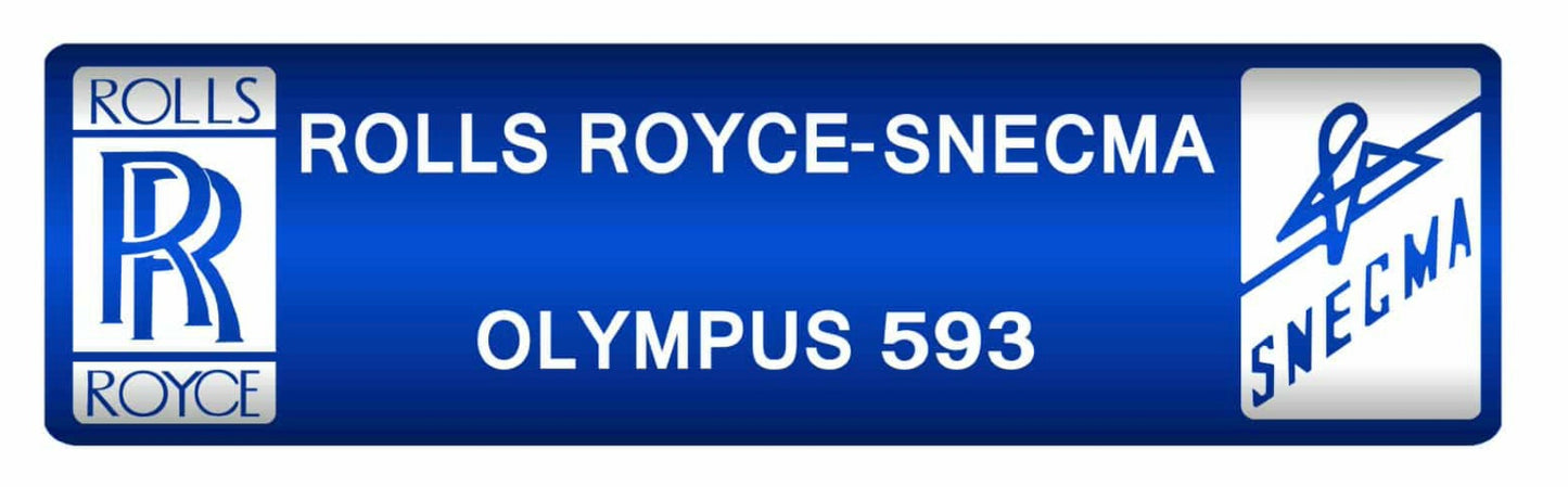 Concorde Rolls Royce / SNECMA Olympus 593 engine markings 20cm sticker.