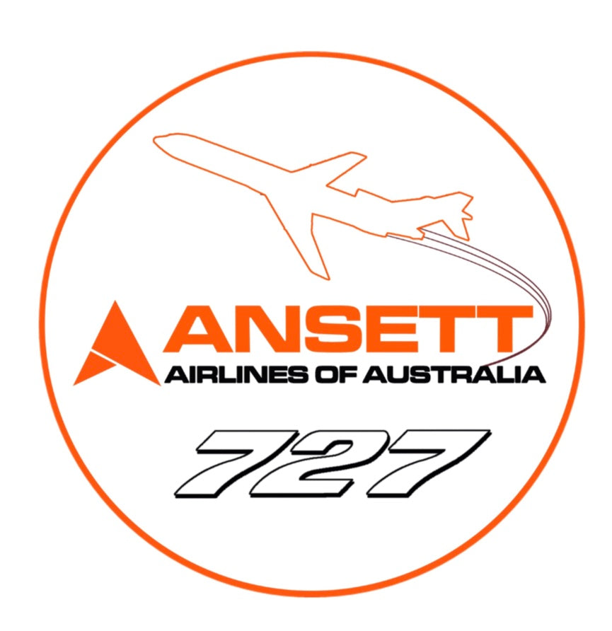 Ansett Boeing 727-277 1970s Delta livery round 10cm sticker.