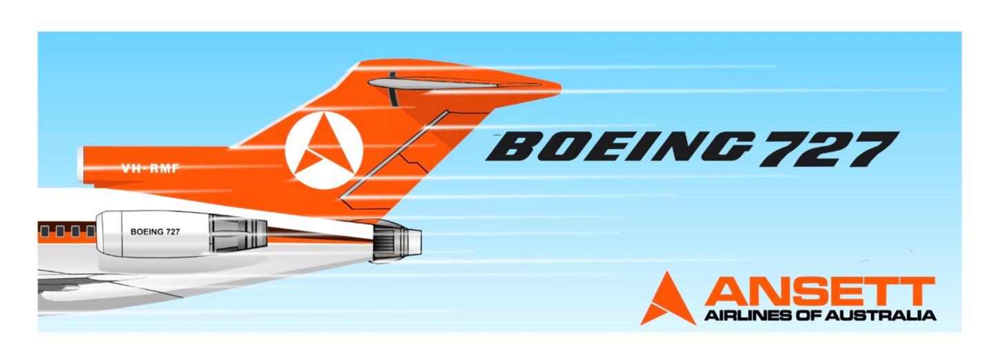 Ansett Boeing 727-277 1970s Delta livery tail section 20cm sticker.