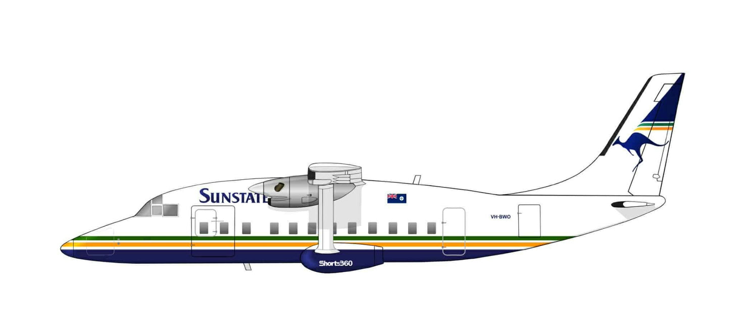 Australian Airlines Regional (Sunstate) VH-BWO Shorts 360 side profile cutout.