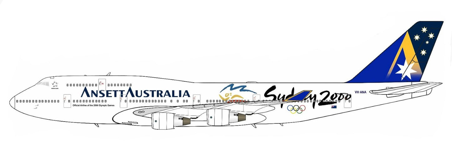 Ansett Australia Boeing 747-400 VH-ANA Sydney 2000 livery PVC side profile cutout.
