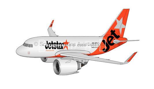 Jetstar Airbus A321NEO VH-OFS - Silver (Caricature or Side Profile)