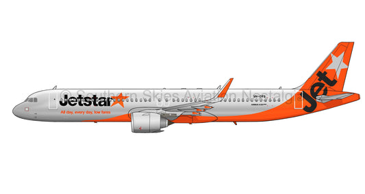 Jetstar Airbus A321NEO VH-OFS - Silver (Caricature or Side Profile)