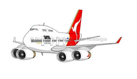 Qantas Boeing 747-400 VH-OJA Longreach aka City of Canberra (Caricature)