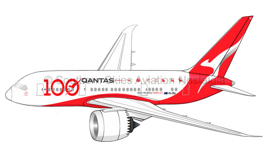 Qantas Boeing 787 Dreamliner VH-ZNJ - 100 Years Livery (Caricature or Side Profile)