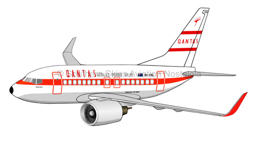 Qantas Boeing 737-800 VH-VXQ - Retro Roo II (Caricature or Side Profile)