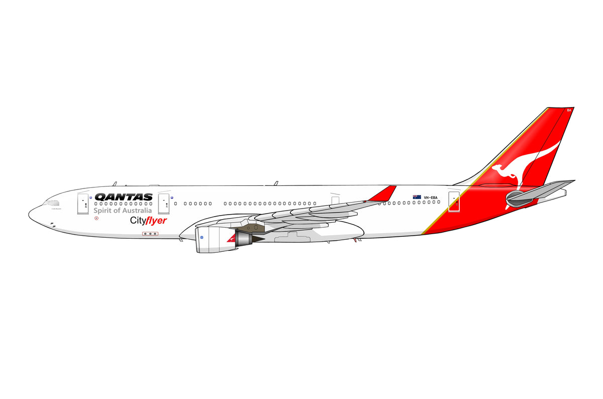 QANTAS Airbus A330-200 VH-EBA Original City Flyer livery 20cm side profile sticker.