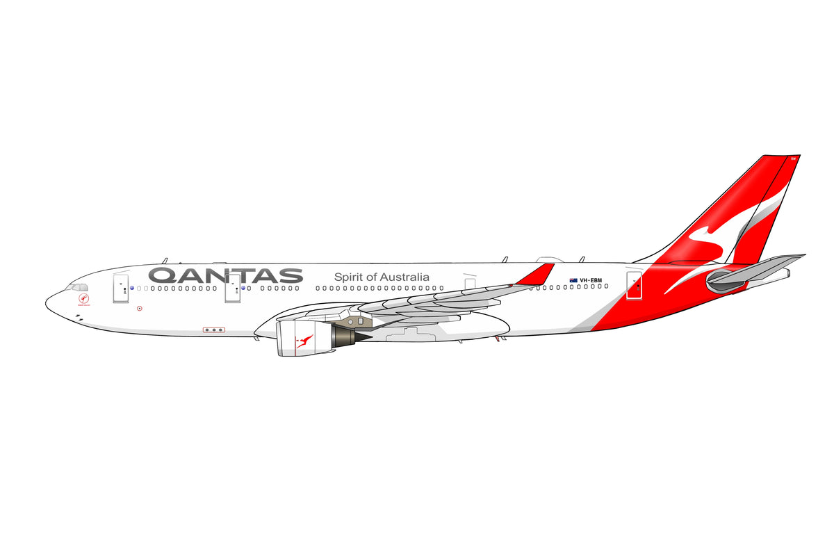 Qantas Airbus A330-200 VH-EBM Current livery PVC side profile cutout.