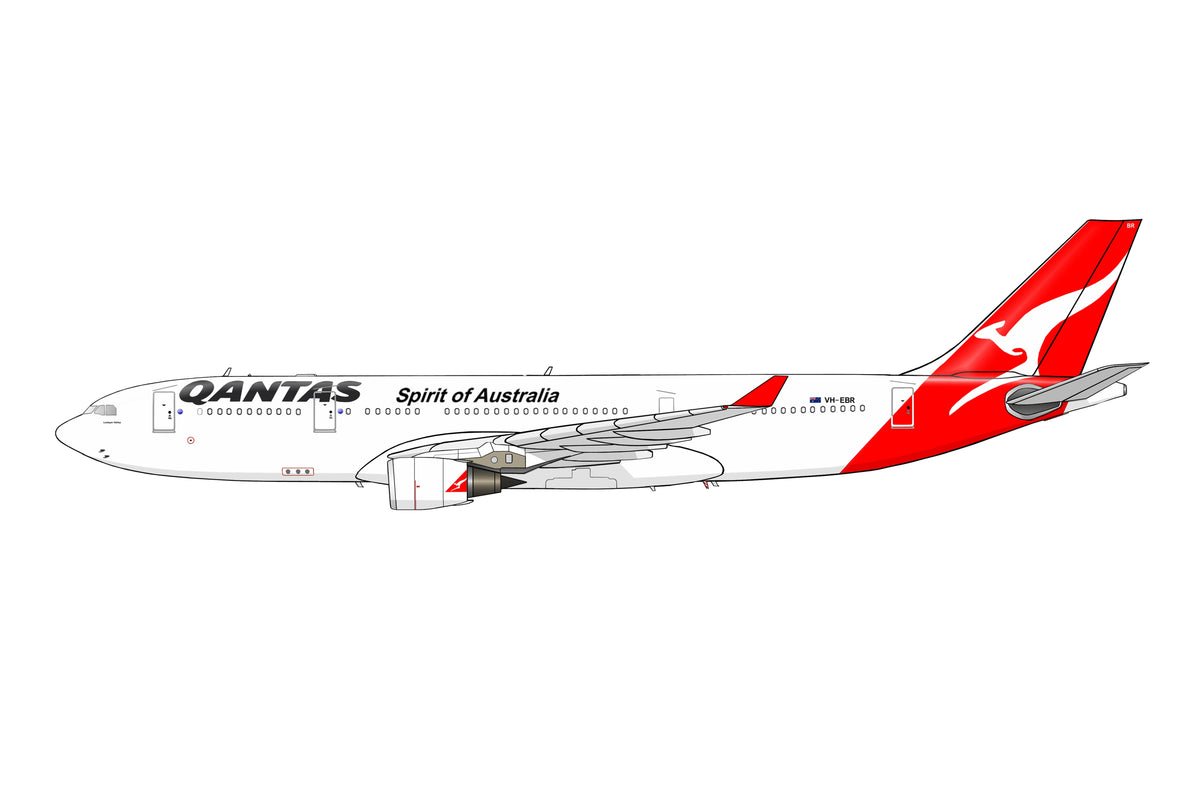 Qantas Airbus A330-200 VH-EBR Previous livery PVC side profile cutout.