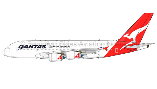 Qantas Airbus A380 VH-OQH (Caricature or Side Profile)