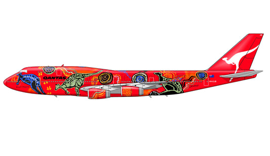 Qantas Boeing 747-400 - Wunala Dreaming 1 - VH-OJB (Caricature or Side Profile)