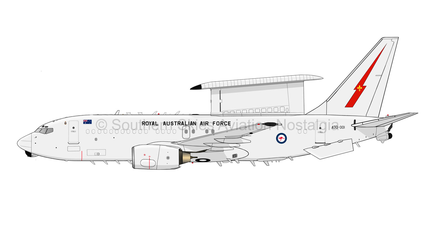 RAAF Boeing 737-7ES/AEW&C (Wedgetail) A30-001 (Side Profile)
