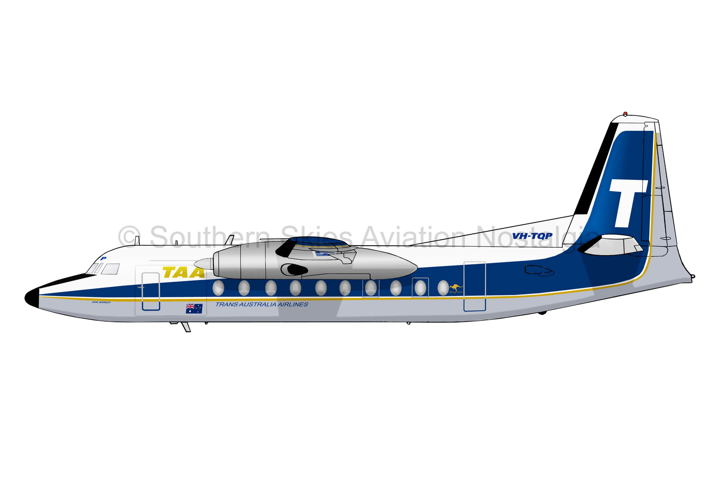 TAA Fokker F-27 VH-TQP -T-Tail Livery (Caricature or Side Profile)